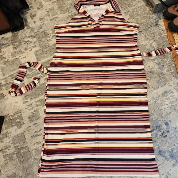 Lane Bryant Sleeveless Polo Midi Dress Stretchy Ribbed Jersey Multi Stripe 22/24 - Picture 7 of 13